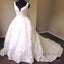 Elegant Strapless V-Neck Full Floral Prints Lace Long Train Ball Gowns Dainty Bridal Wedding Dresses.