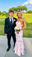 Pink And White Strapless Mermaid Long Prom Dresses