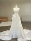 Elegant White Mermaid Strapless Satin Wedding Dress With Train