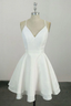Elegant White V Neck Knee Length Short Prom Dresses Homecoming Dresses