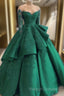 Emerald Green Prom Dresses Long Sleeves Green Ball Gown Prom Dress