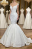 Exquisite Long Lace V-neck Sleeveless Mermaid Wedding Dresses