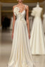 Fabulous White Satin Prom Prom Dresses with Ruffles