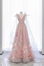 Fairy A Line Sequin Pink Prom Dresses Evening Dress