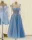 Fairy Blue A-Line Corset Midi Dresses