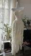 Fairy-Like Tube Top With Heart-Shaped Collar And Beaded Wood Ear Curled Skirt Chiffon Formal Prom Dress