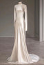 Fairytale With Long Sleeves And Open Back Satin Wedding Dresses