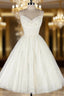 Fashion A Line Lace Prom Dresses Short Straps Homecoming Dresses
