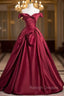 Fashion Burgundy Satin Pleats Prom Dress