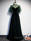 Fashionable Dark Green Velvet Long Prom Gown Green Bridesmaid Dresses