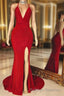 V Neck Cross Back Sleeveless Long Mermaid Prom Dress
