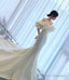 White satin long prom dress mermaid Prom dress
