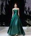 Green satin long prom dress evening dress