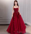 Burgundy sequins long prom dress evening dress