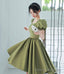 Green satin short prom dress A Line homecoming dress