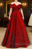 Burgundy Satin and Black Tulle Floor Length Prom Dress