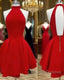 High Collar Red Short Prom Dress