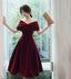 Burgundy velvet short Prom Dress
