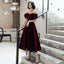 Burgundy velvet short Prom Dress