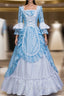 Find The Perfect Shade Of Blue Lace White Satin Square Long Sleeve Victorian Dress Party Dress