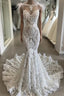 Fit and Flare Lace Crystals Necklace Wedding Dresses Open Back Bridal Gowns with Feather