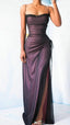 Fit & Flare Square Neck Purple Black And Pink Prom Dress