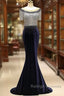 Fleece & Lace Scoop Short Sleeve Mermaid Prom Dresses