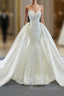 For The Very Best In Unique Or Custom. White Mermaid Lace Sweetheart Satin Wedding Dress With Removable Train