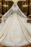 For You Next Prom Dance Champagne Ball Gown Tulle Sequins Beading Off the Shoulder Wedding Dress With Removable Train