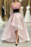 For You Pink Organza V-neck Heavy Beading Prom Dress