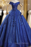 For You Royal Blue Ball Gown Sequins Beading Appliques Quinceanera Dress