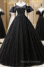 For Your Big Night Black Ball Gown Tulle Spagehtti Straps Quinceanera Dress