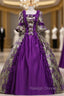 For Your Big Night Purple Ball Gown Satin Square Short Sleeve Antonietta Rococo Vintage Dress