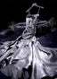French Vintage Mermaid Spaghetti Straps Ruffles Silver Gray Prom Dress Birthday Outfits