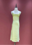 Fresh Elegant Pale Yellow Green Spaghetti Strap Lace Satin Formal Prom Dress