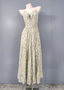Fresh Green A-Line Spaghetti Strap V-Neck Floral Print Cotton Long Formal Prom Dress