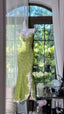 Fresh Green Mermaid Strapless Backless Criss-Cross Lace Long Formal Prom Dress