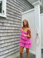 Fuchsia Hot Pink Chiffon Homecoming Dress