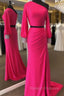Fuchsia Mermaid Long Sleeve Prom Dress