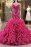 Fuchsia Mermaid Strapless Beading Prom Dress