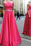 Fuchsia Spaghetti Straps A Line Prom Dresses