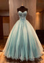 A Line Strapless Long Prom Dresses, Lace Prom Dresses
