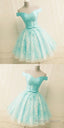 Green Off The Shoulder Appliques Short Homecoming Dress