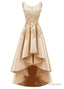 In Stock Pretty Tulle Amp Satin Scoop Neckline Hi Lo A Line Prom Dresses With Hot Fix Rhinestones Amp Lace Appliques