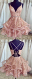 Stunning Pink Short Homecoming Dresses, Shiny Sequined Homecoming Dresses, Ball Gowns Formal Dresses, For Teens