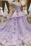 Glam Light Purple Tulle With Lace Applique Sweet 16 Dresses Light Purple Prom Dresses