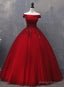 Glam Tulle Wine Red Prom Dresses Handmade Lace-Up Prom Dress Prom Gown