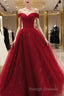 Glam Wine Red Sweetheart Tulle Shiny Long Prom Dress Party Dress, Wine Red Formal Dress