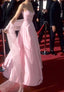 Glamorous A-Line Straps Pink Long Prom Dresses
