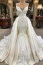 Glamorous Mermaid Sleeveless Lace Wedding Dress Overskit